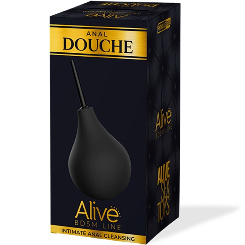 Ducha anal ALIVE tamaño S, limpiador suave para higiene íntima, en color blanco con manguera y boquilla de silicona.