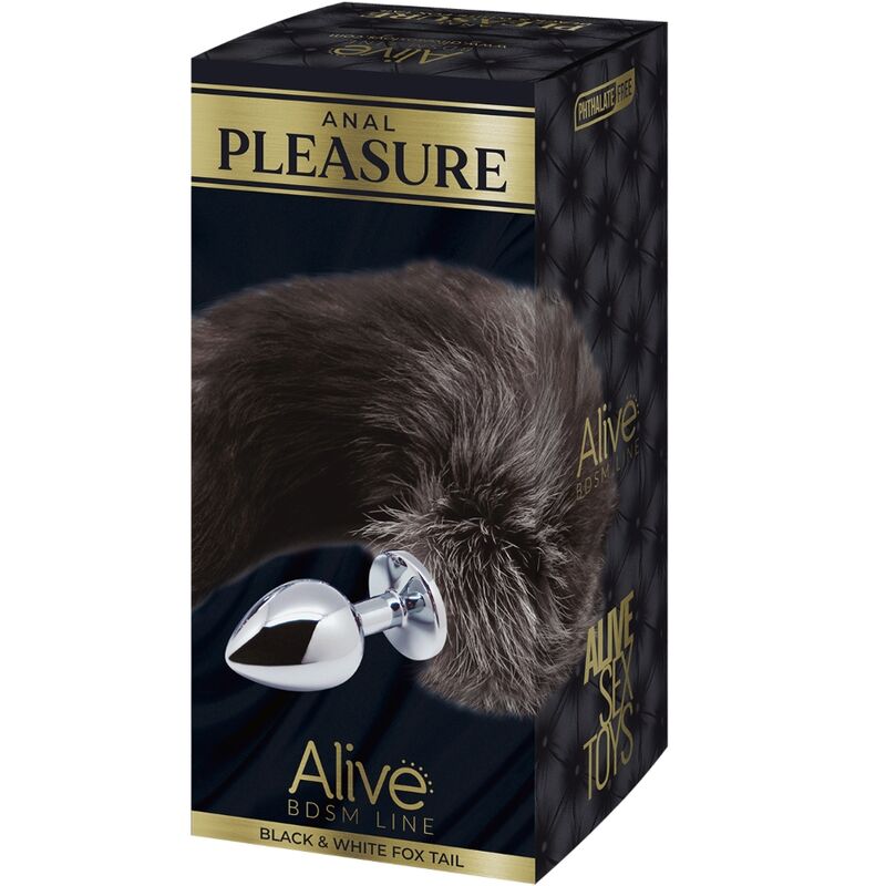 Plug anal de placer en metal con cola de zorro, tamaño M, de la marca ALIVE, con acabado brillante y diseño detallado.