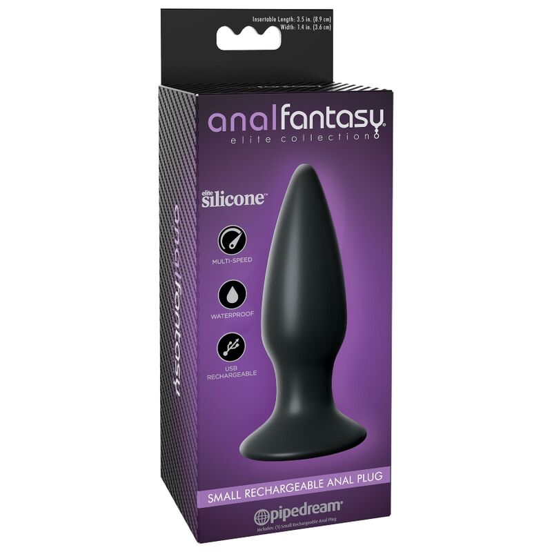 Plug anal recargable pequeño de la colección ANAL FANTASY ELITE COLLECTION, diseñado para placer anal con superficie suave.