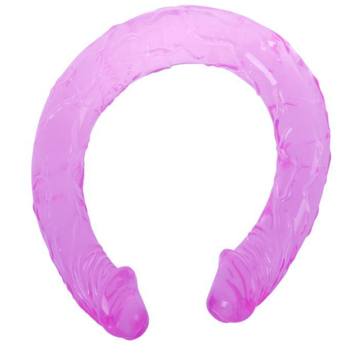 Doble consolador lila de 44.5 cm de la marca BAILE ANAL, con textura realista y diseño anatómico para placer.