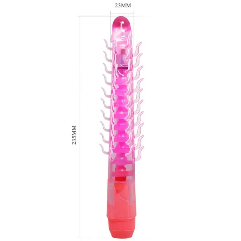 Dildo flexible y vibrador BAILE Flexi Vibe en color lila, 23.5 cm, con diseño curvado y textura suave para placer sensual.