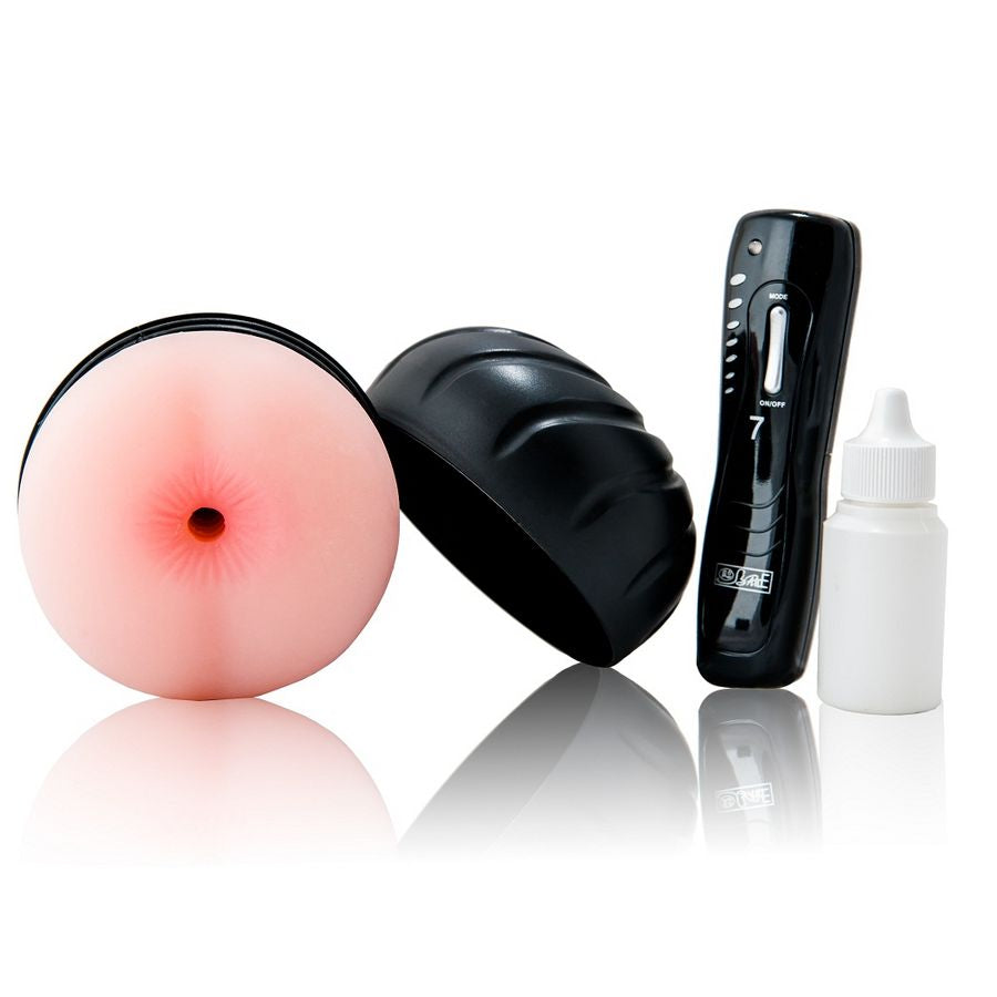 BAILE FOR HIM Ano masturbador con vibrador, detallado diseño, texturizado interno, en color negro.