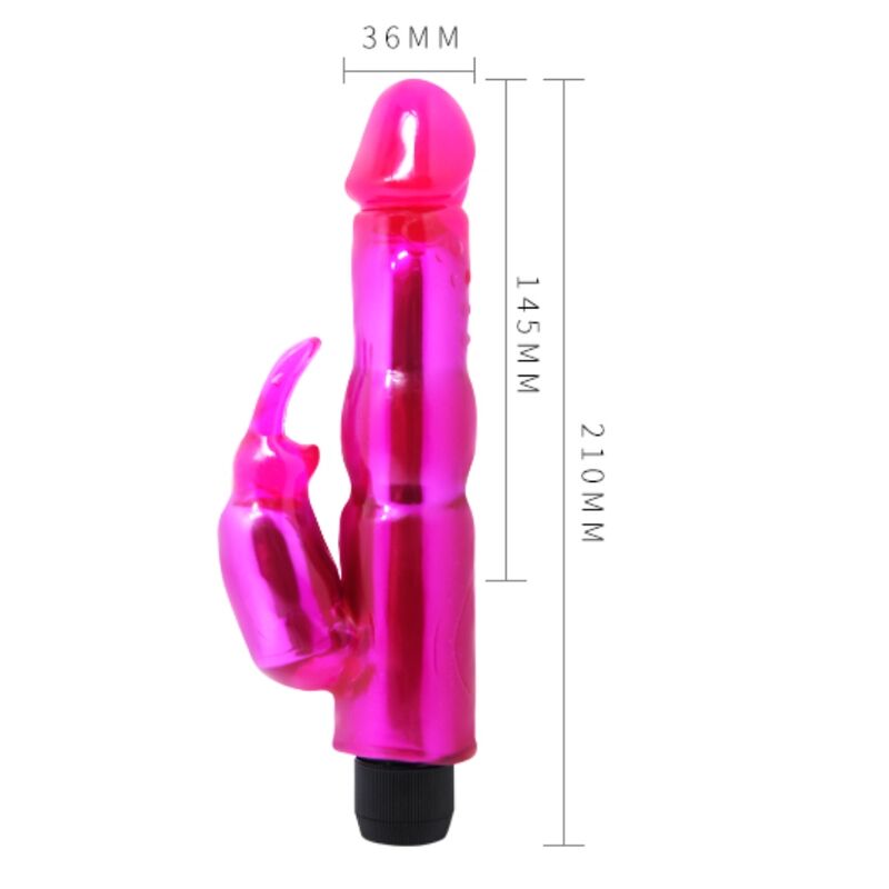 Purple BAILE Rabbit Fantasy Vibe with textured shaft and dual motors, designed for pleasurable sensations.