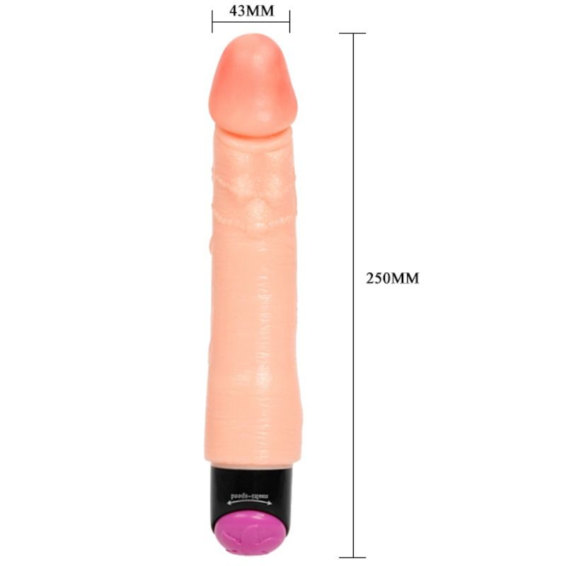 Vibrador realista flexible de 25 cm de la marca BAILE VIBRATORS, con forma y textura detallada para mayor comodidad y placer.
