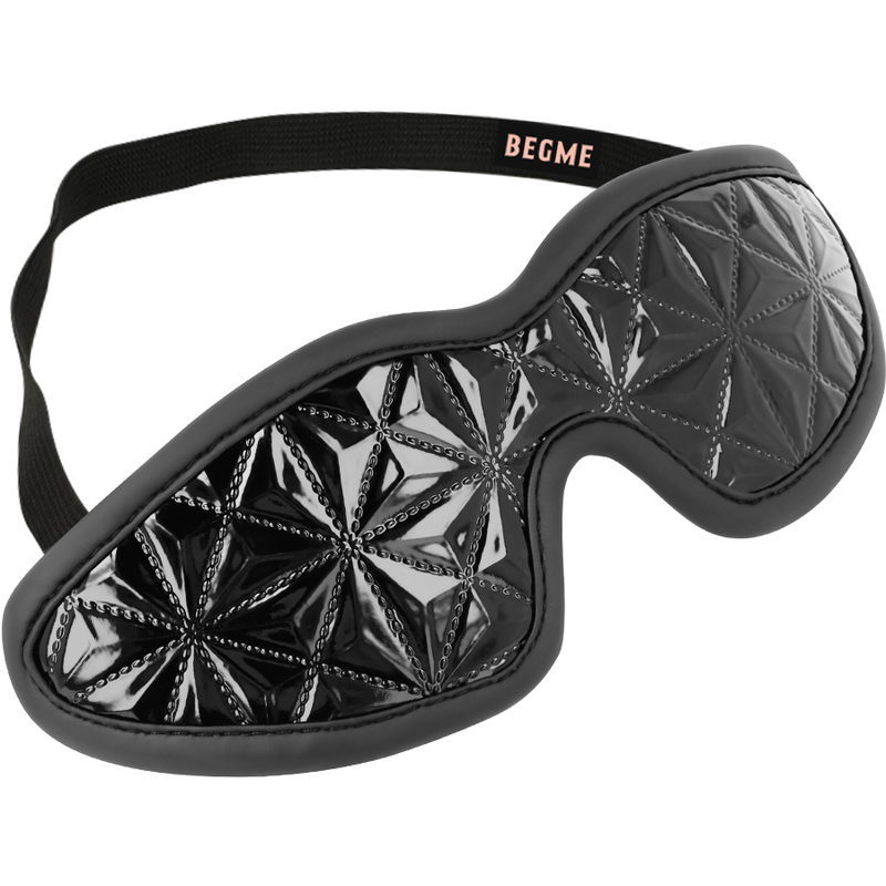 Antifaz elástico BEGME Black Edition con forro de neopreno, ideal para descanso y relajación en tonos negros.