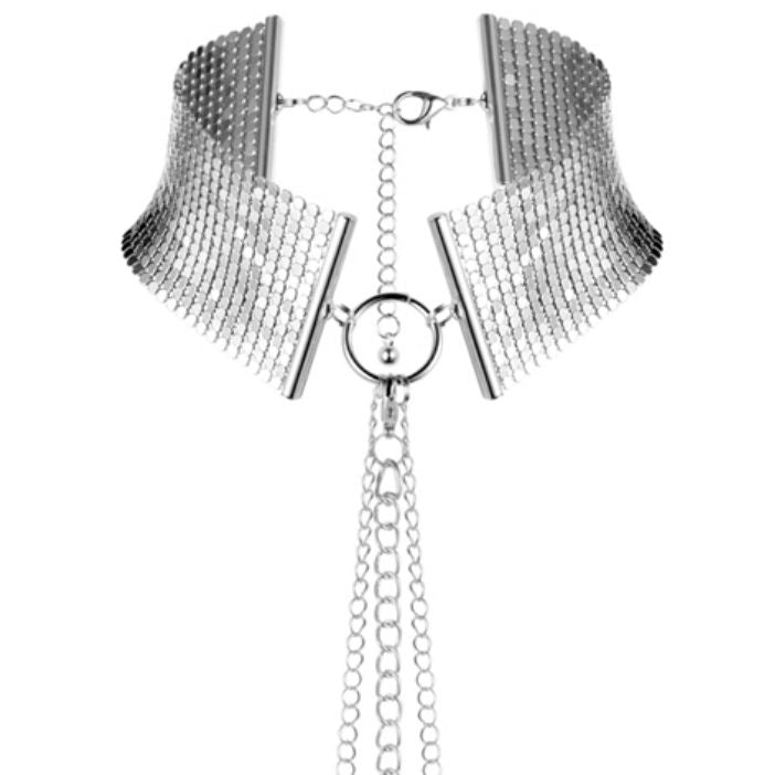 Silver metallic collar by Bijoux Désir Métallique, featuring a sleek design with a polished finish.