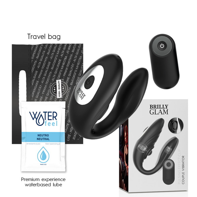 Control remoto para pareja de BRILLY GLAM, con funciones de pulsación y vibración, para uso íntimo.