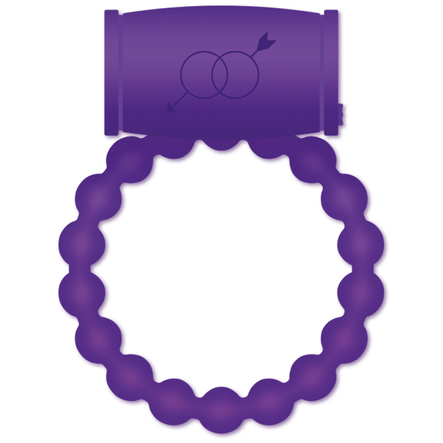 Anillo vibrador para parejas Casual Love en color violeta, diseñado para uso íntimo, con detalles en la imagen.