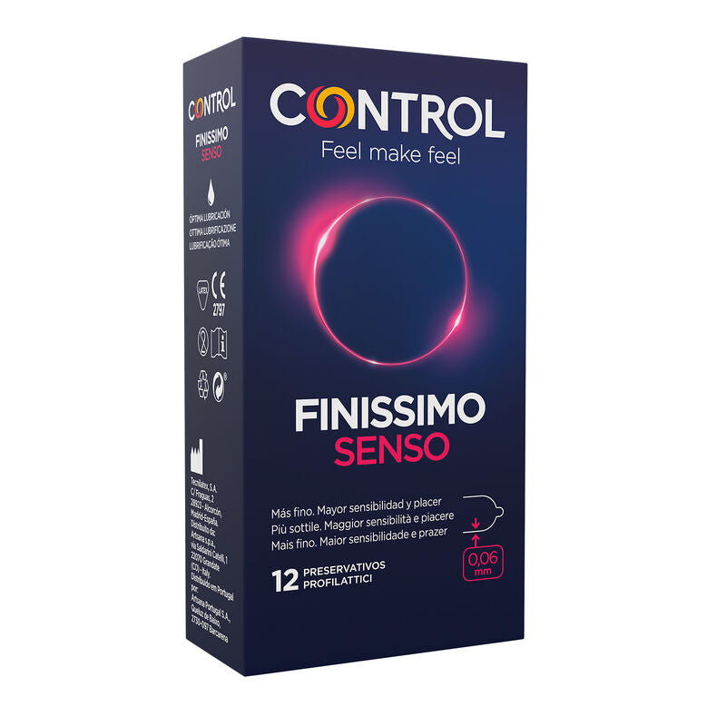 Control Condoms Adapta Senso pack of 12 condoms with a sleek, modern design and clear packaging.