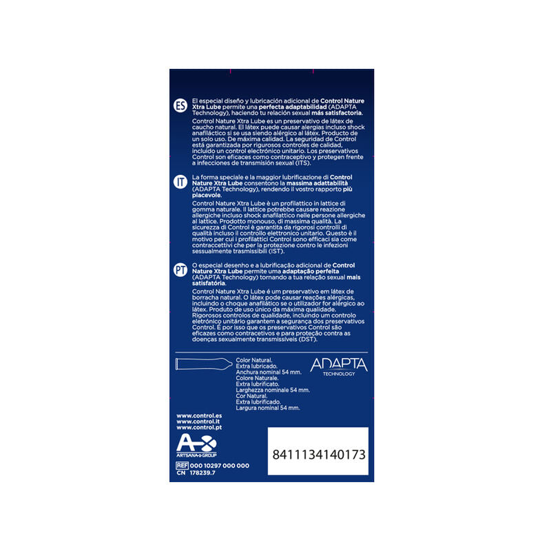 CONTROL EXTRA LUBE condoms in a pack of 12, featuring a smooth texture for enhanced comfort and pleasure.