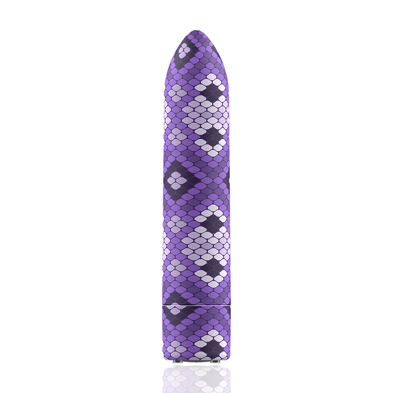 Balas recargables Custom Bullets Snake Lila con 10 intensidades, diseñadas para uso en productos de belleza y cuidado personal.