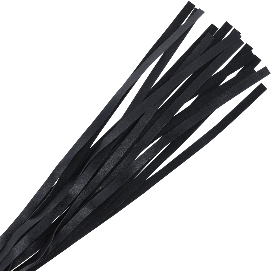 Látigo negro de 45 cm para bondage de la marca Darkness Sensations, con cuerda de cuero y asa ergonómica.