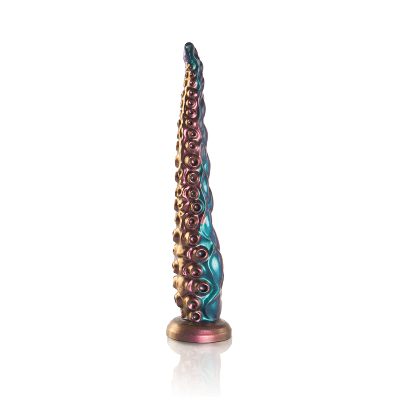 Dildo tentáculo pequeño de la marca EPIC, con forma de calamar, en color negro, diseñado para uso íntimo y placer.