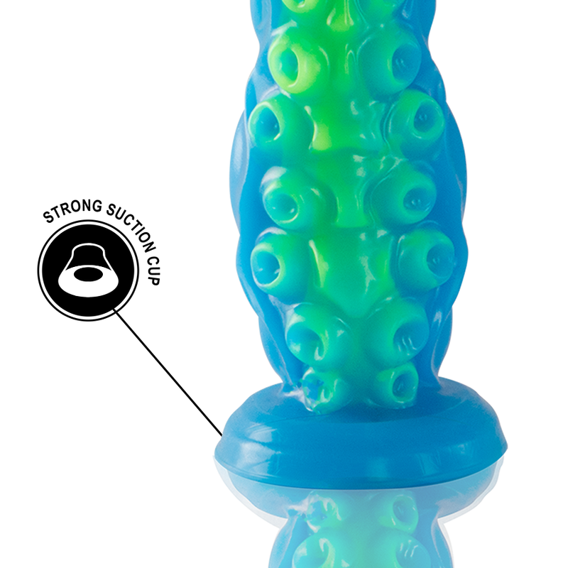 Dildo tentáculo fino fluorescente de tamaño pequeño de la marca EPIC, con textura detallada y diseño tentacular.