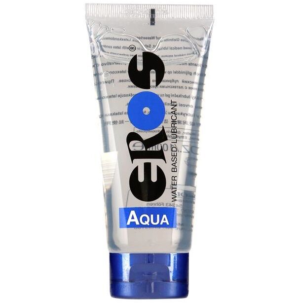Lubricante EROS AQUA de base agua en botella de 100 ml, ideal para uso íntimo, de la línea EROS CLASSIC LINE.