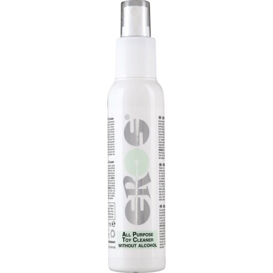 Limpiador multiusos EROS para juguetes, botella de 100 ml, líquido transparente con tapa blanca.