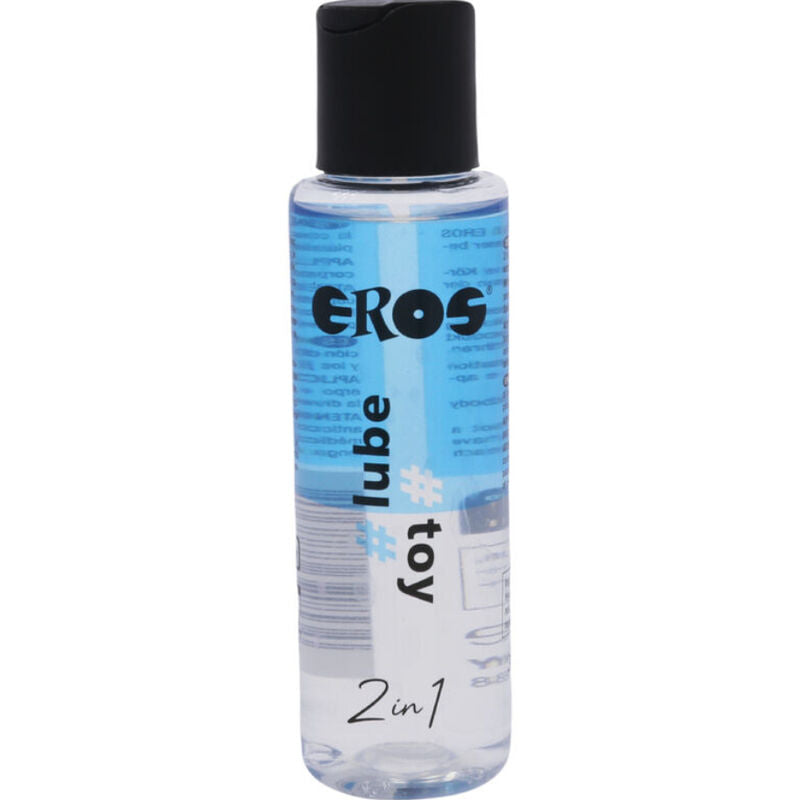 Lubricante para juguetes sexuales EROS de 100 ml en envase, ideal para uso íntimo y facilitar la experiencia.