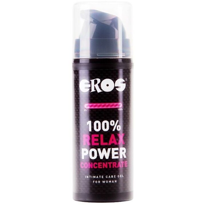 Relajante anal para mujer EROS POWER LINE, frasco con concentrado para uso personal en bienestar íntimo.