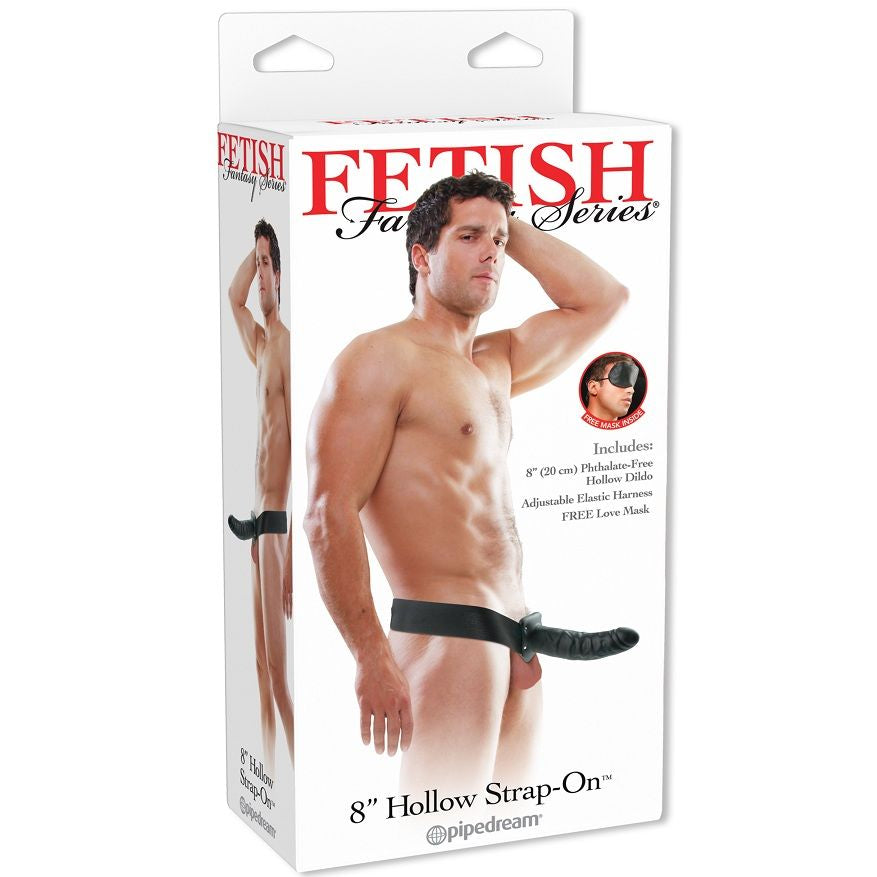 Black 19 cm hollow strap-on from Fetish Fantasy Series, showcasing a realistic design and adjustable straps.