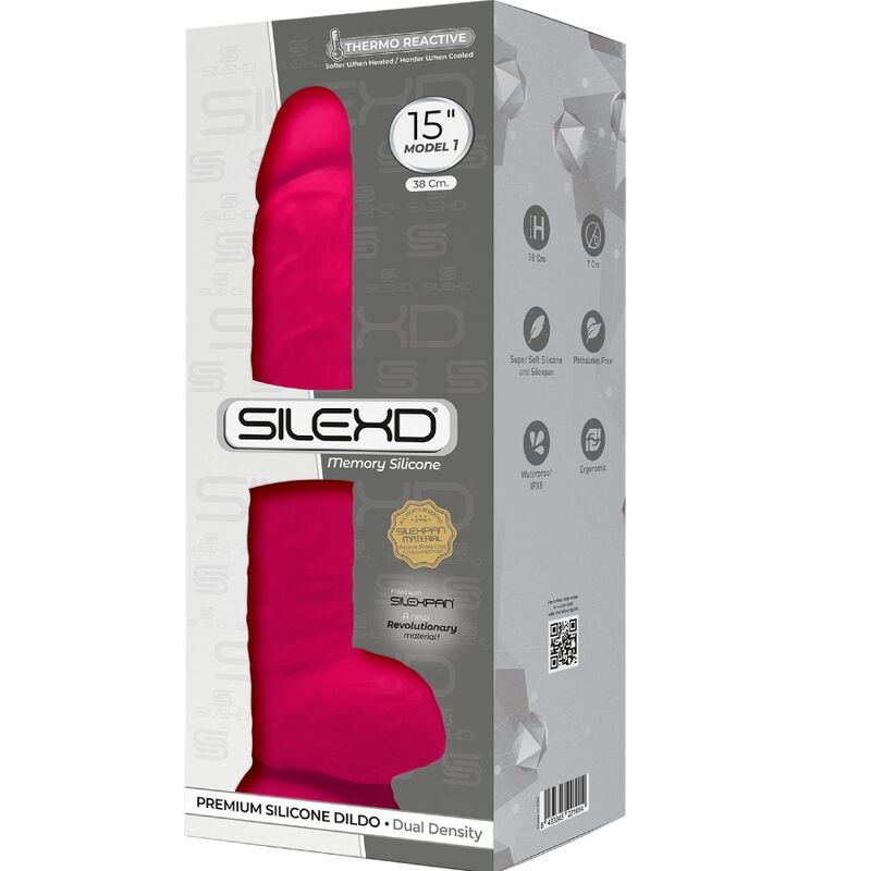 SILEXD - MODELO 1 PENE REALÍSTICO SILICONA PREMIUM SILEXPAN FUCSIA 38 CM