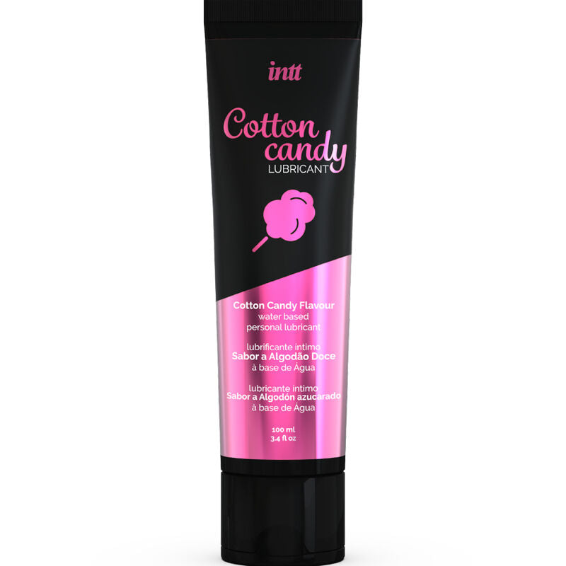 Lubricante íntimo de INTT LUBRICANTS con sabor a algodón dulce, base de agua y textura suave para mayor comodidad y placer.