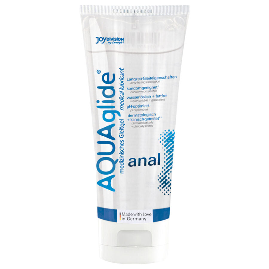 JOYDIVISION AQUAGLIDE anal lubricant bottle, 100 ml, with a sleek design and easy-to-use flip cap.
