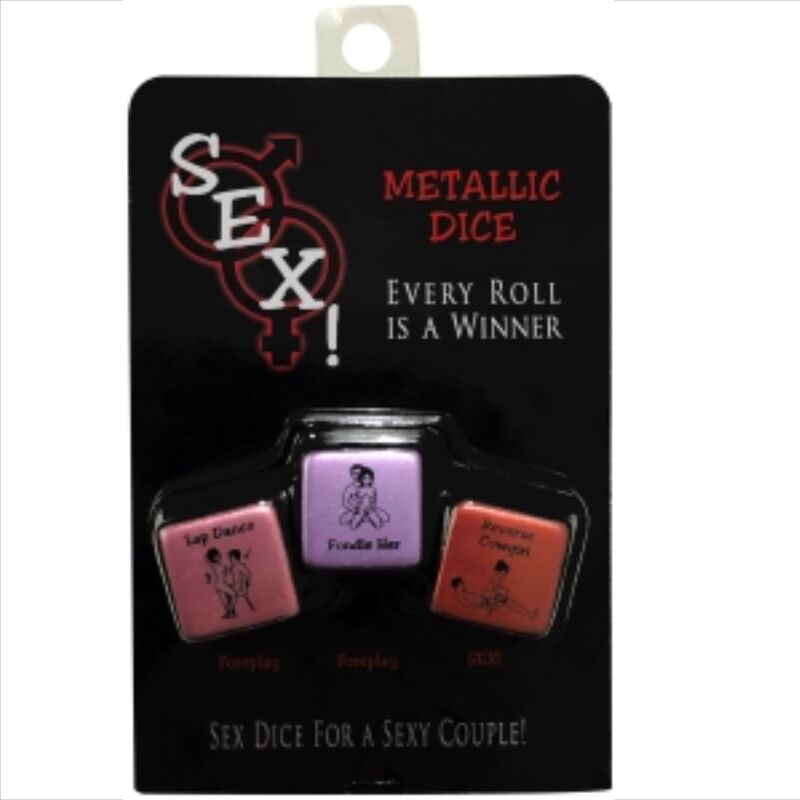 Dados sexuales de Kheper Games, juego de dados con instrucciones para juegos íntimos, en caja colorida y diseño llamativo.