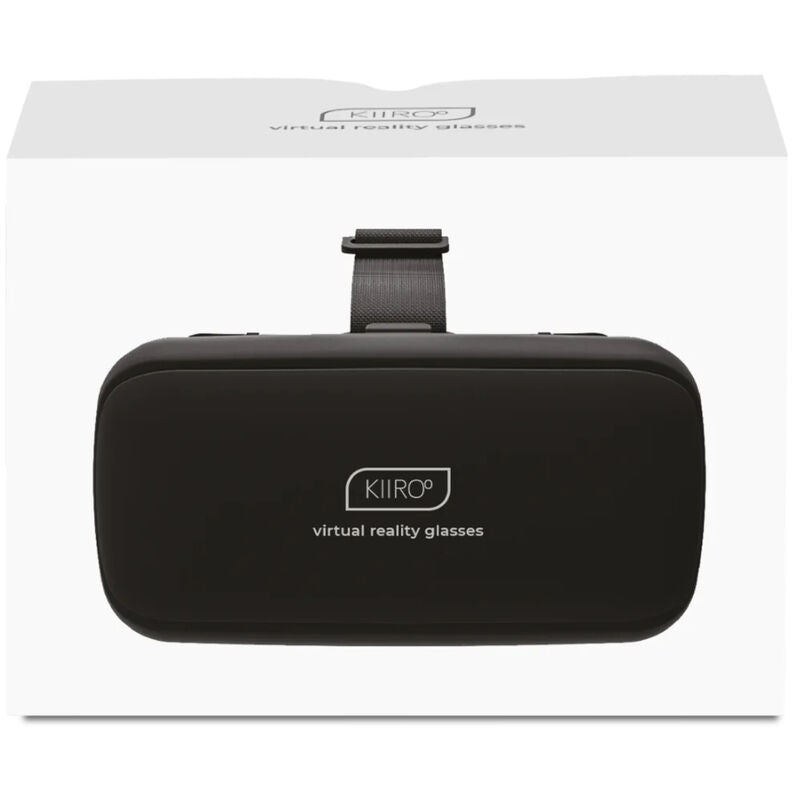 Auriculares y gafas de realidad virtual KIIROO, con diseño moderno y diadema ajustable, en color negro.