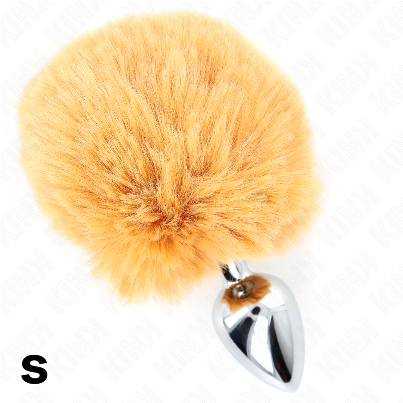 KINK - PLUG 7 x 3 CM STAINLESS STEEL WITH RABBIT TAIL 8 CM SYNTHETIC LEATHER BEIGE