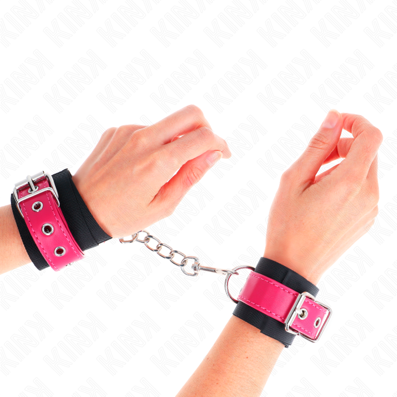 KINK - CANELLERES DE NILÓ NEGRE AMB CORRETJA POLIPIEL FÚSCIA AJUSTABLE 19-29 CM X 5.1 CM