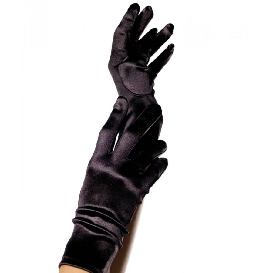 LEG AVENUE - GUANTS SATIN NEGRE