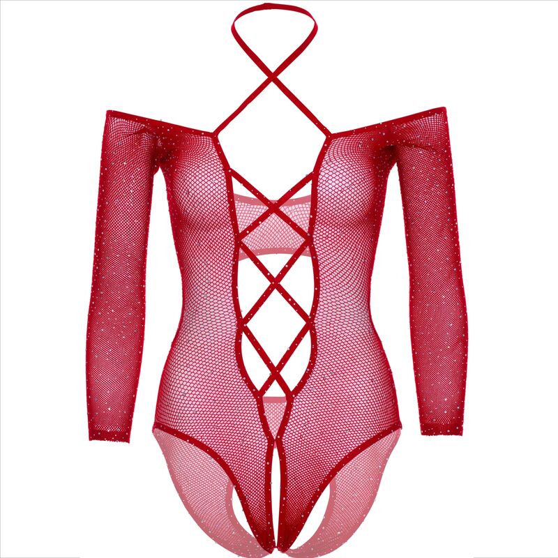 LEG AVENUE - BODY CROTCHLESS AMB BRILLANT VERMELL