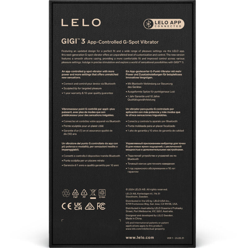 Vibrador punto G LELO GIGI™ 3 de color violeta, con diseño ergonómico para estimulación precisa y placentera.