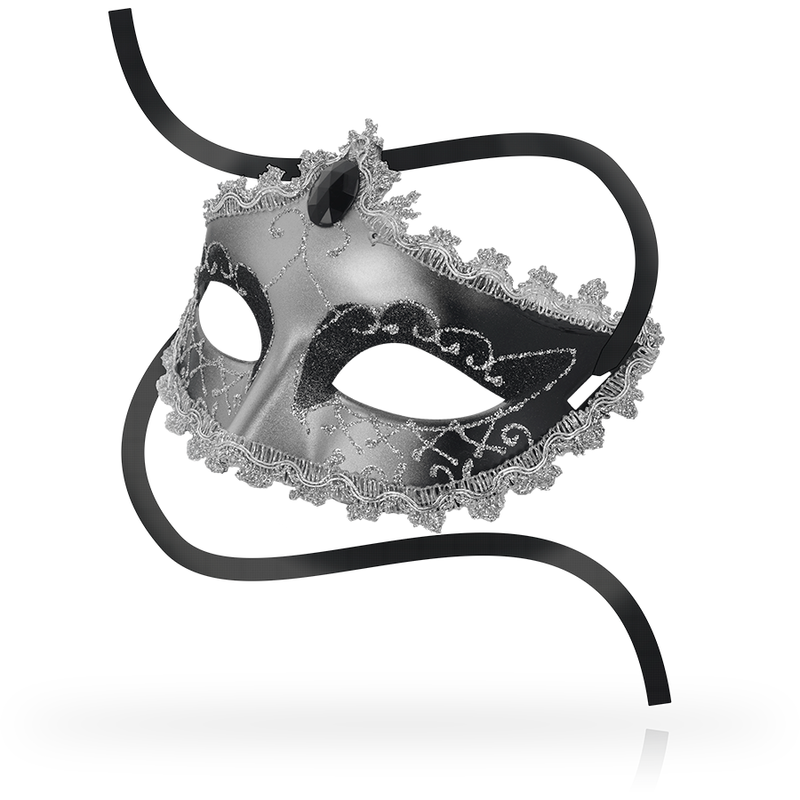 Antifaz negro con diamantes grises de la marca OHMAMA MASKS, máscara para descanso o dormir con diseño elegante.