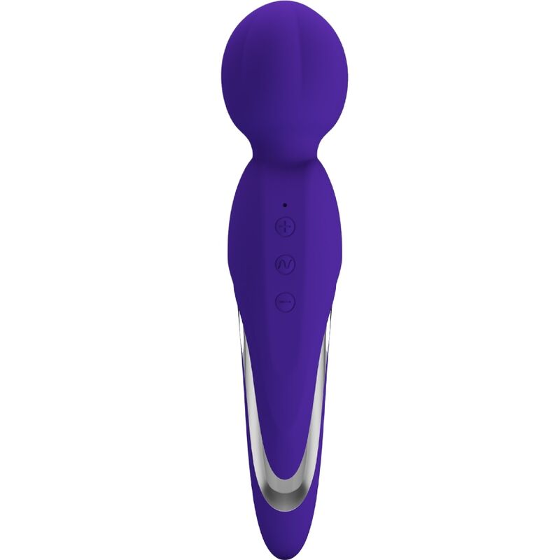 Vibrador wand violeta de la marca Pretty Love Flirtation, con forma ergonómica y detalles en color violeta.
