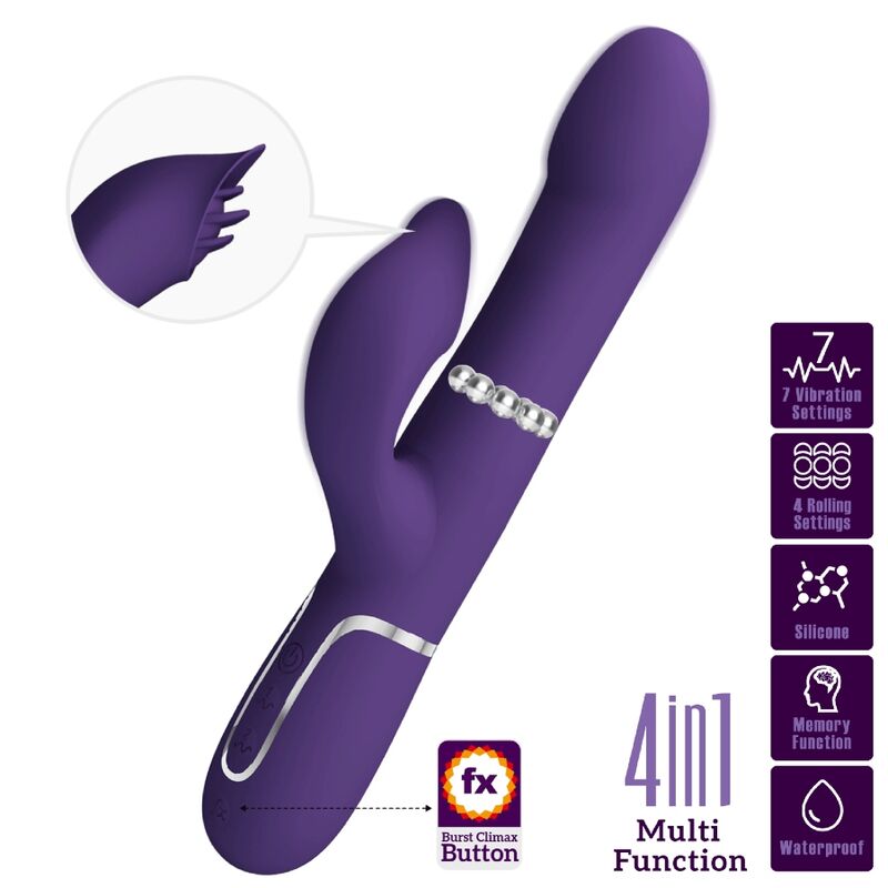 PRETTY LOVE - ZALIN VIBRADOR RABBIT PERLES 4 EN 1 MORAT