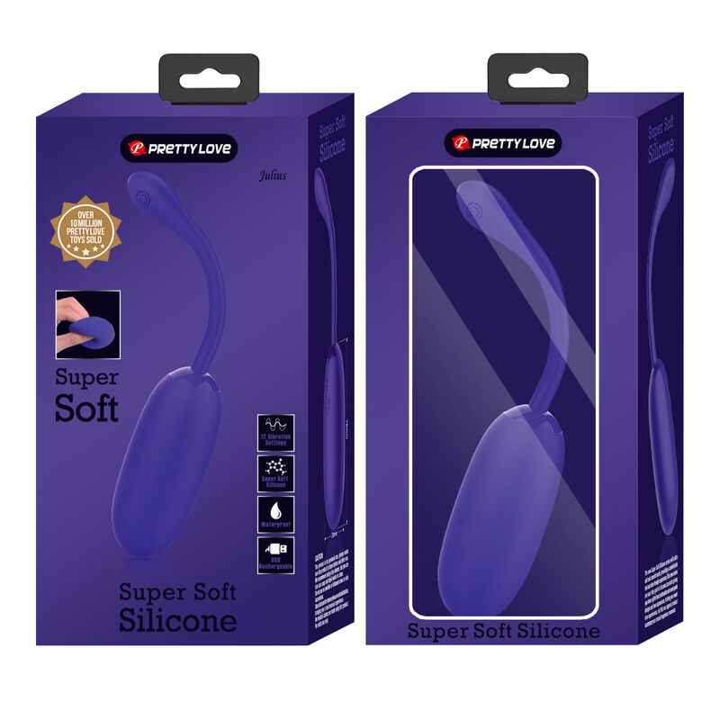 Vibrador huevo impermeable y recargable de la marca PRETTY LOVE SMART en color lila, con diseño compacto y suave para uso personal.