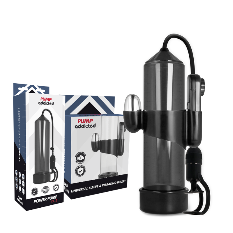 PUMP ADDICTED - BOMBA ERECCIÓ RX5 NEGRE AMB VIBRADOR