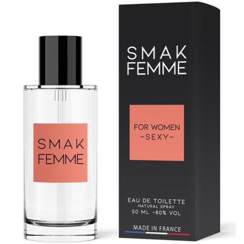 Perfume de feromonas RUF Smak para ella, frasco de 50ml con diseño elegante y moderno.