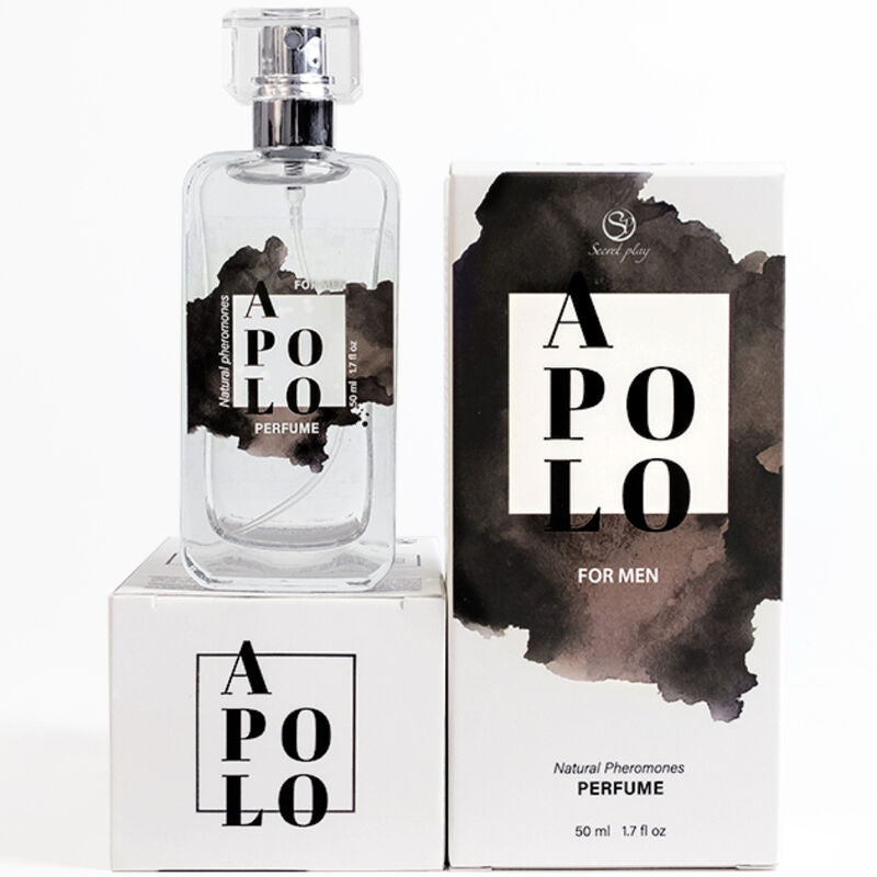 Perfume para hombre Secretplay Apolo con feromonas, spray de 50 ml, frasco elegante y moderno.