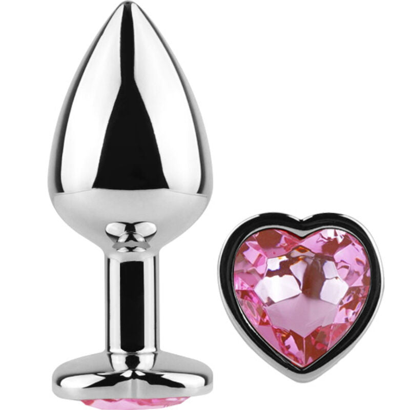Plug anal de metal en forma de corazón fucsia de SECRETPLAY, tamaño S, de 7 cm, con diseño llamativo y material resistente.