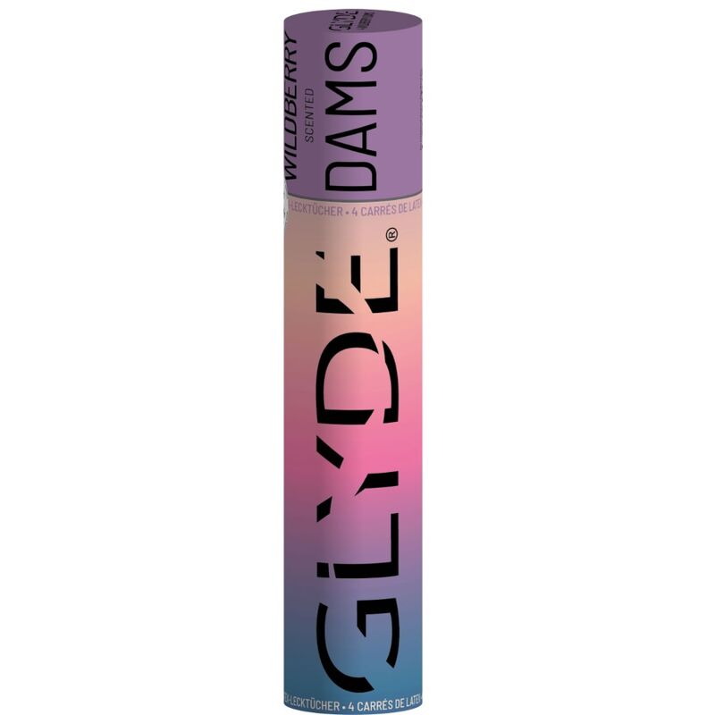 Láminas de látex SHEER GLYDE para sexo oral con diseño de moras silvestres, protección y placer seguro.