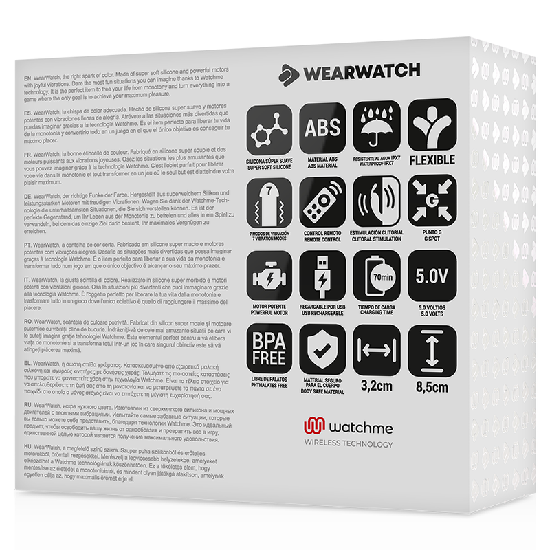 Reloj WEARWATCH WatchMe con vibrador dual en color fucsia y azabache, muestra la pantalla y los botones del reloj.