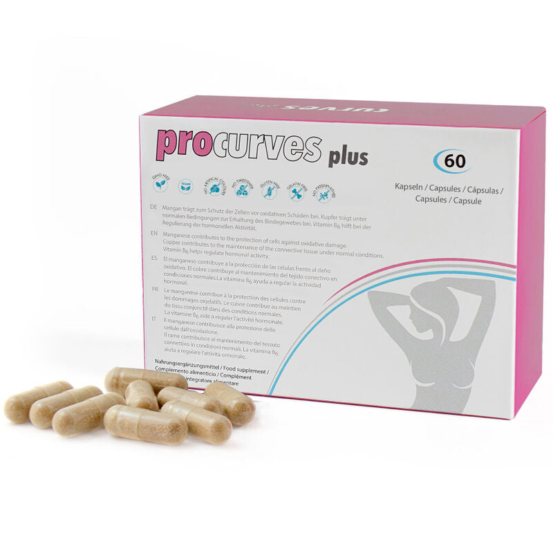 Complemento alimenticio Procurves Plus de 500COSMETICS para aumentar el tamaño del pecho de forma natural.