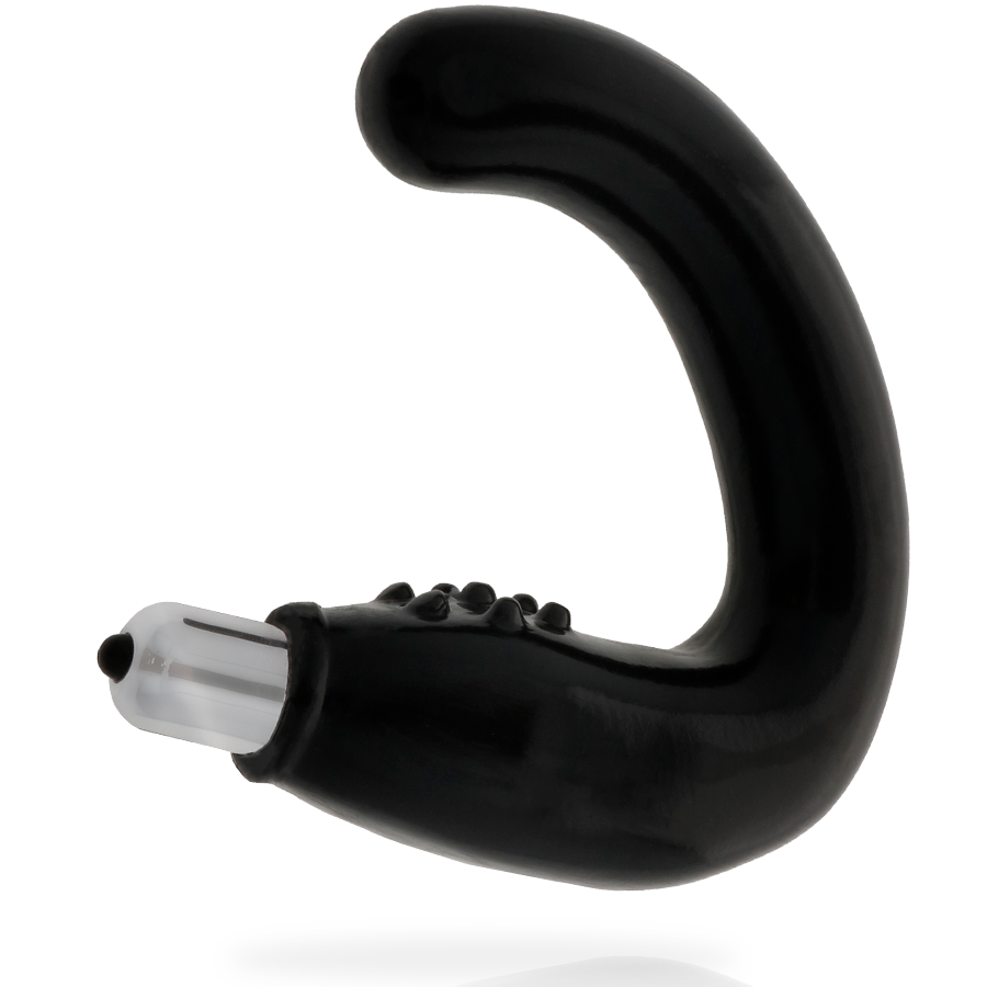 Masajeador anal negro de la marca ADDICTED TOYS, con diseño ergonómico y texturizado para placer y comodidad.
