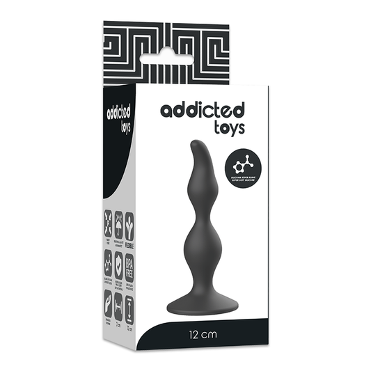 Plug anal negro de 12 cm de ADDICTED TOYS, con forma ergonómica para placer y comodidad.