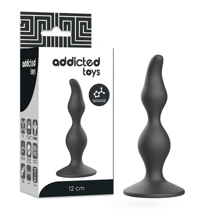 Plug anal negro de 12 cm de la marca ADDICTED TOYS, diseño ergonómico y seguro para uso sexual anal.