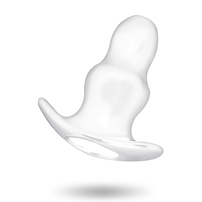 Dilatador anal mediano transparente de 11 cm de la marca ADDICTED TOYS, con diseño ergonómico y material suave.