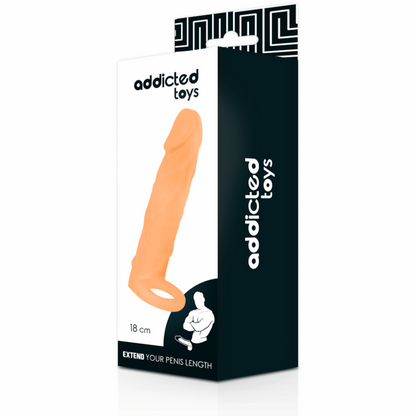 Extensión de pene ADDICTED TOYS de 18 cm, con diseño realista y textura detallada para uso íntimo.