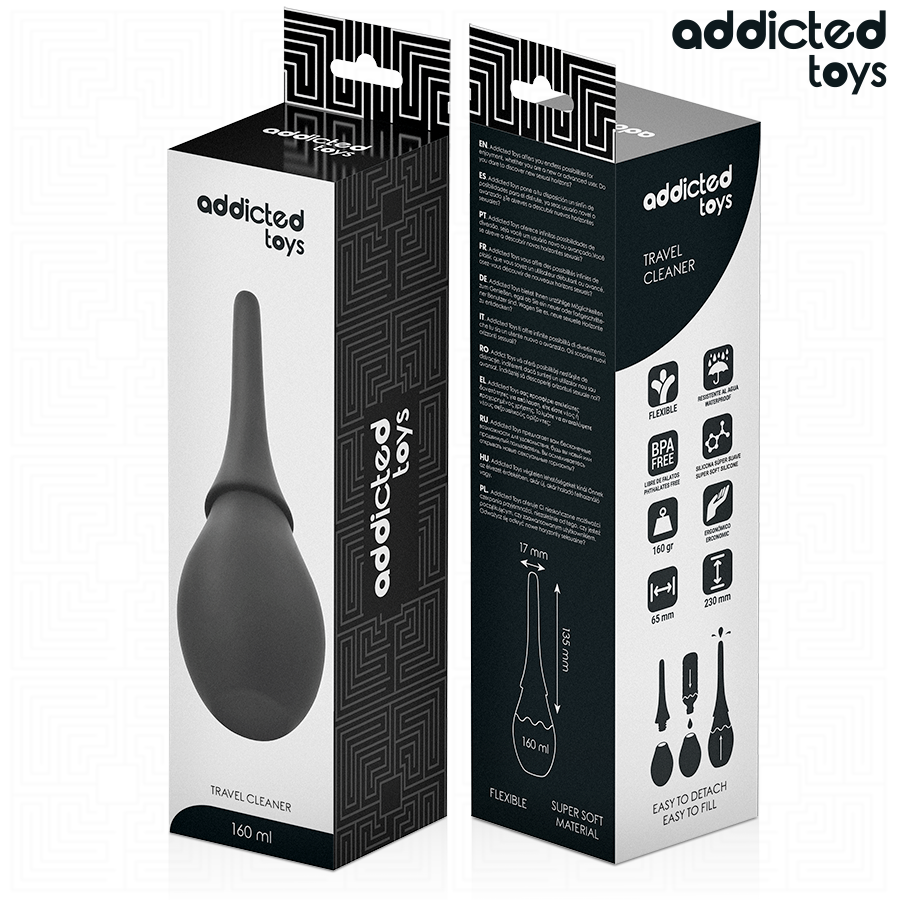 Limpiador de viaje de silicona ADDICTED TOYS Modelo 3, compacto y flexible para limpieza personal.